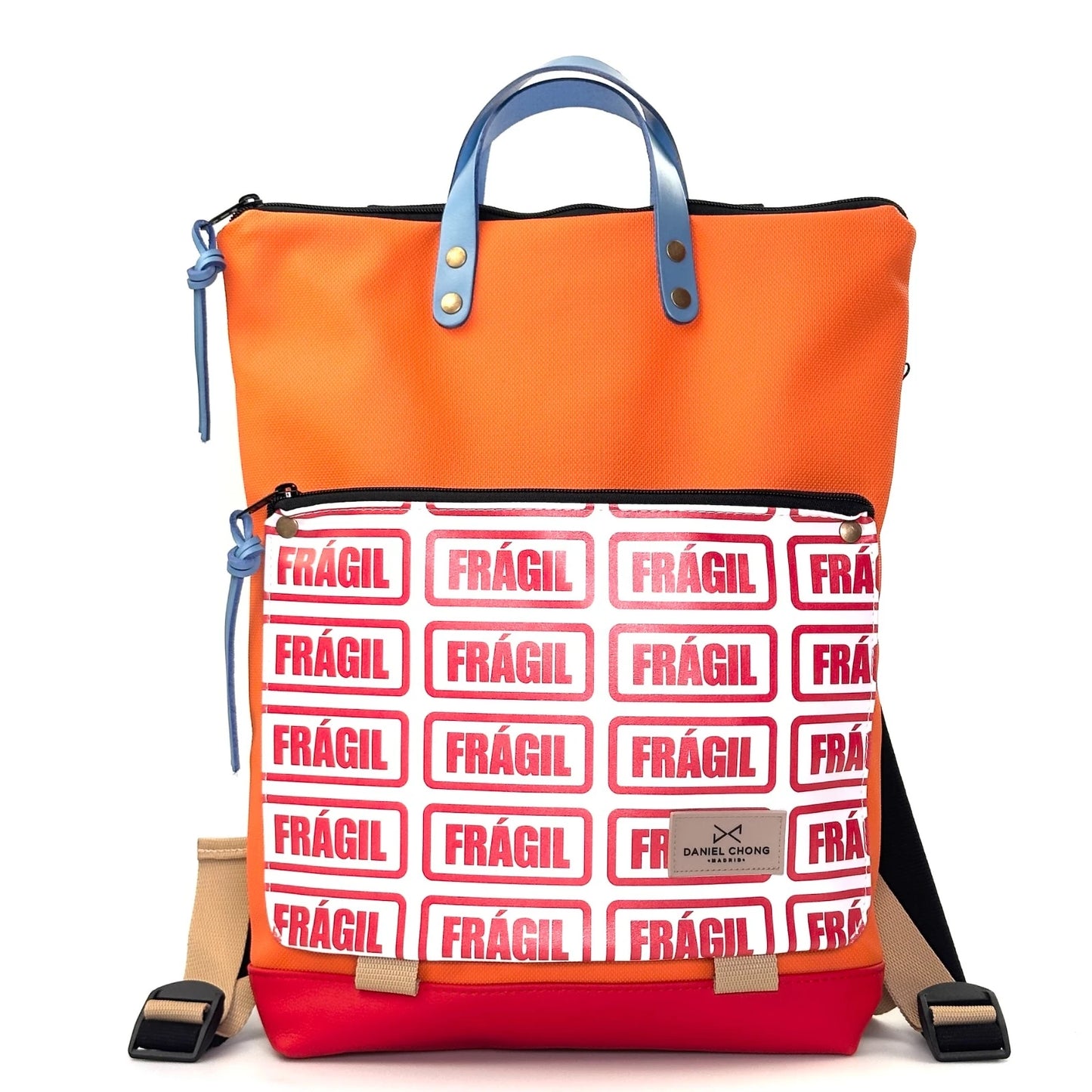 Mochila Book Holder Impermeable FRAGIL naranja de Daniel Chong