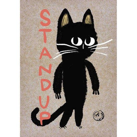 Imagen de print "stand up" de la colección ugly cats de guspirus, con un gato de pie
