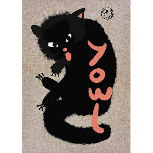Imagen de la print "Yowl" de la colección ugly cats de Guspirus, con un gato con cara extraña y sacando la lengua
