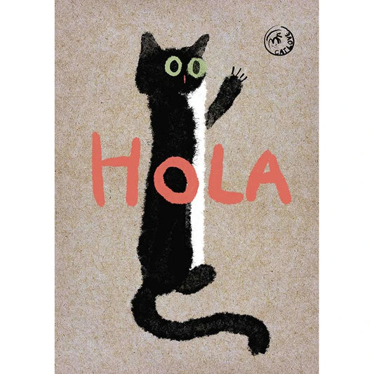 Imagen print "hola" de colección ugly cats de guspirus con gato saludando