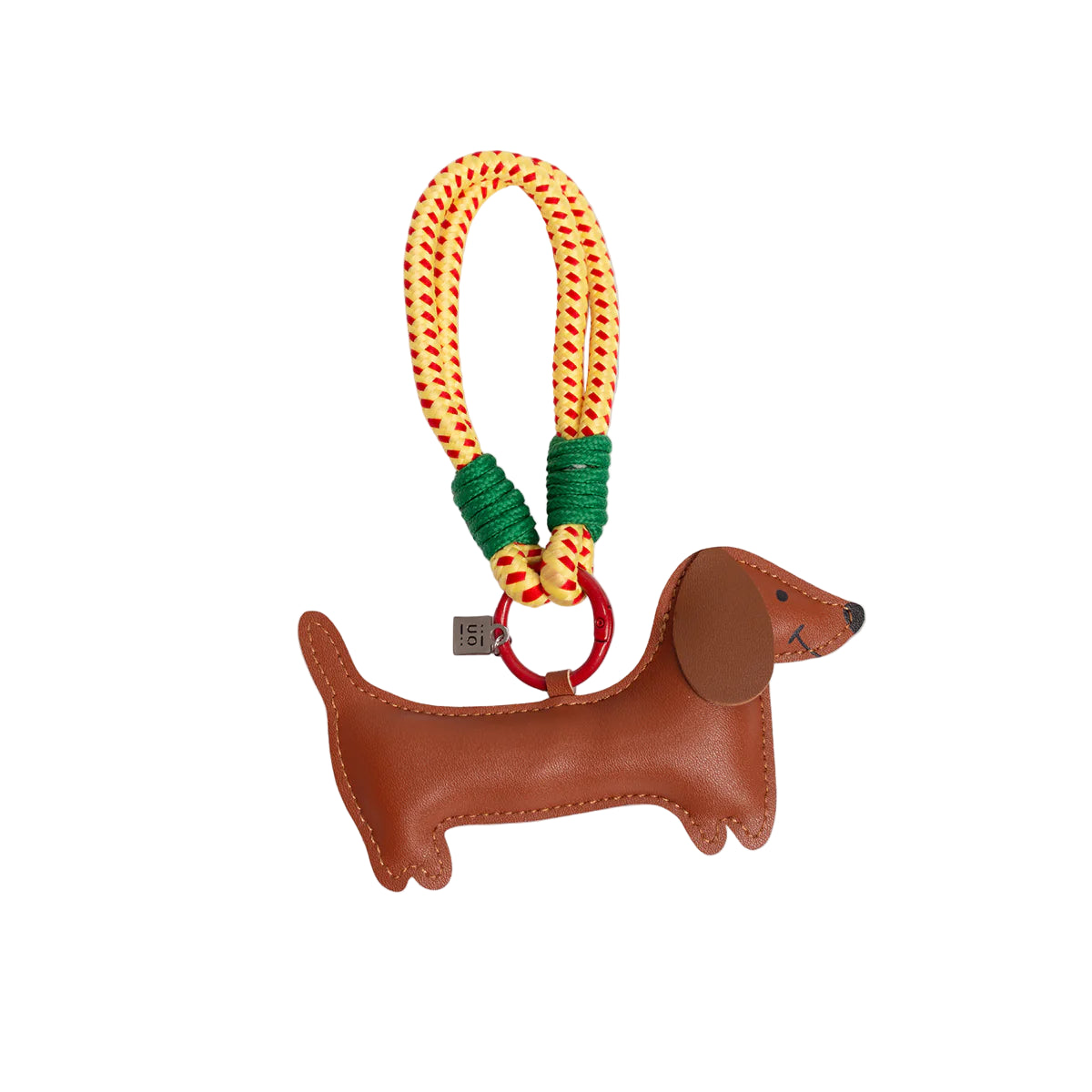 Llavero colgador para adornar el bolso con forma de perro salchicha marrón
