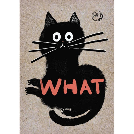 Imagen de print "what" de la colección ugly cats de Guspirus, con un gato sorprendido