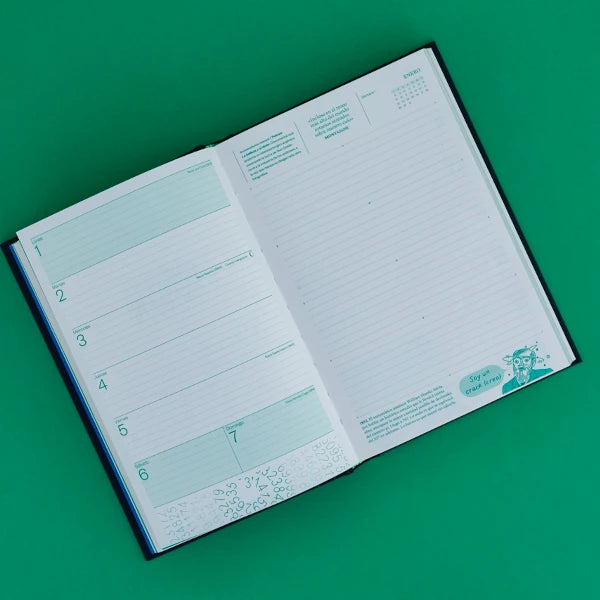Interior de la agenda 2024 de Blackie Books con página semanal y espacio para notas