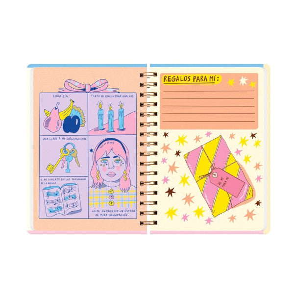 Ilustracón y espacio para regalos para mí de la agenda 2024 de Pepita Sandwich con organización a semana vista