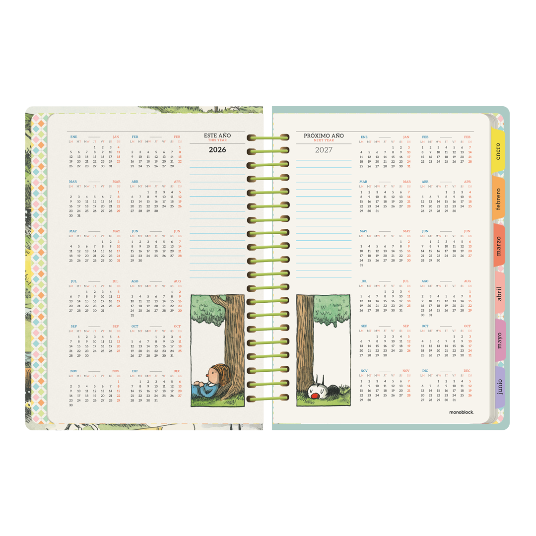 Calendario anual de la agenda Macanudo 2026 formato diario con viñetas de Enriqueta