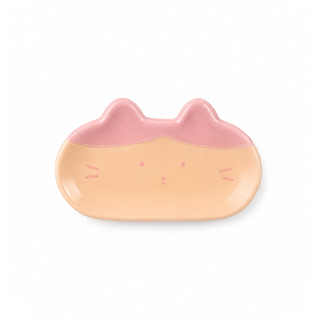 Alhajero con forma de cara de gatito rosa y naranja pastel de cerámica