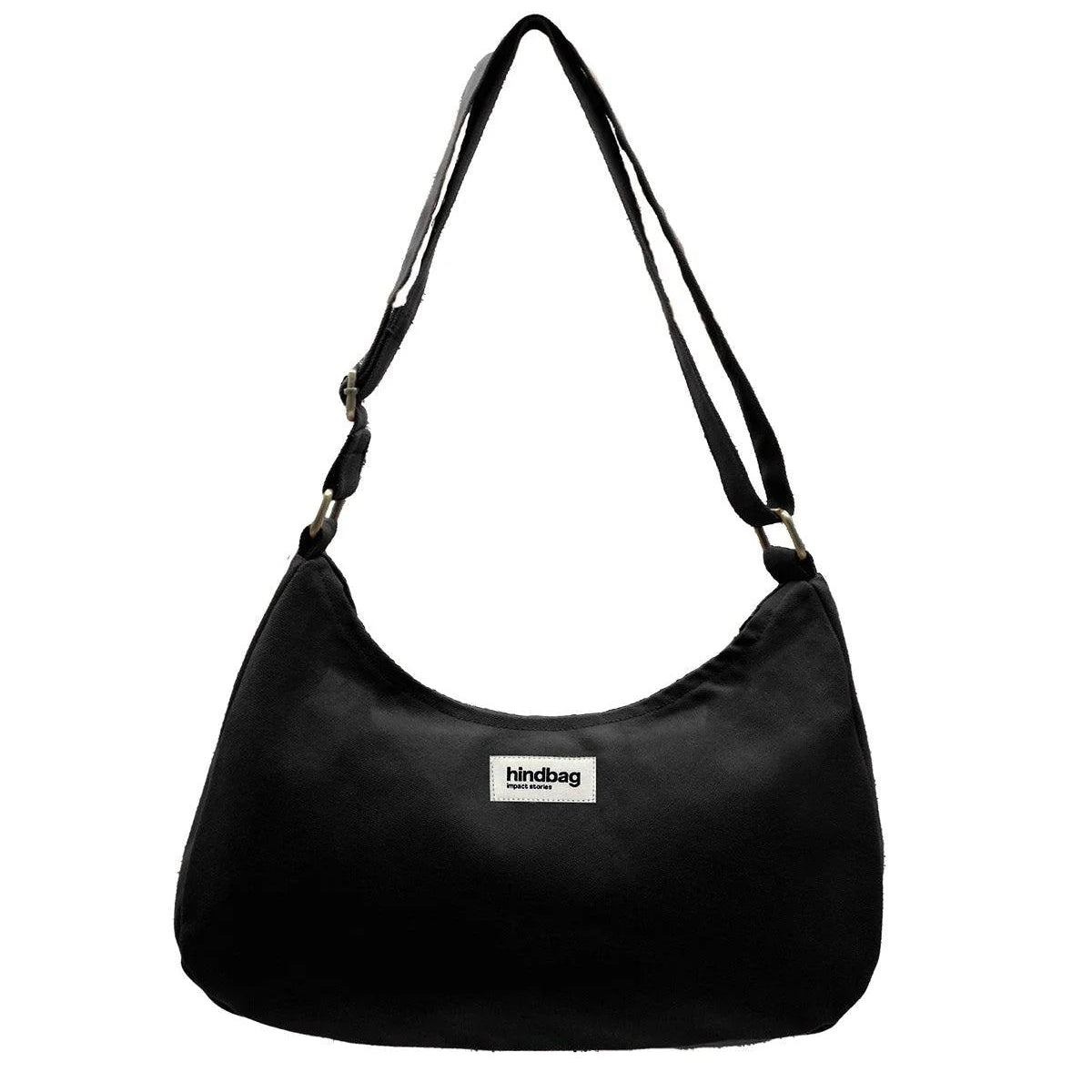 Bolso de bandolera u hombro en color negro hecho de algodón orgánico de la marca francesa Hindbag