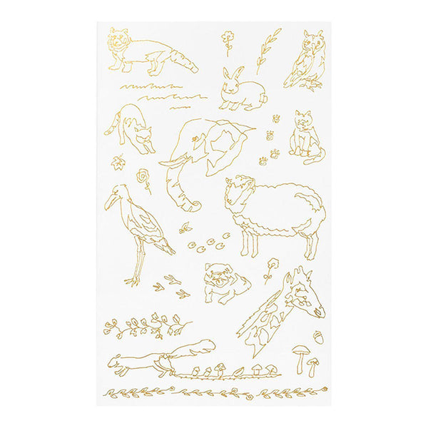 Calcomanias doradas con motivos de animales terrestres para decorar libretas