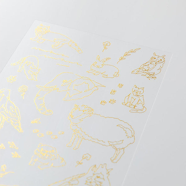 Calcomanias doradas con motivos de animales terrestres para decorar libretas