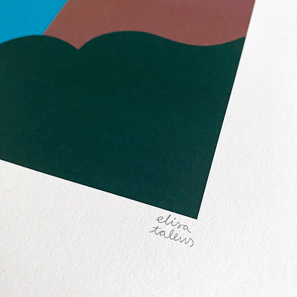Detalle de la ilustración de Elisa Talens de un atardecer en Denia