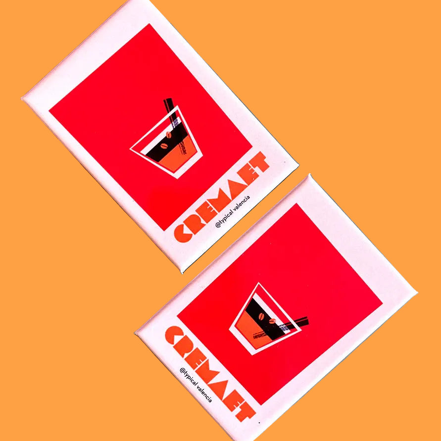 Imán con ilustración de vaso de cremaet de atypical valència