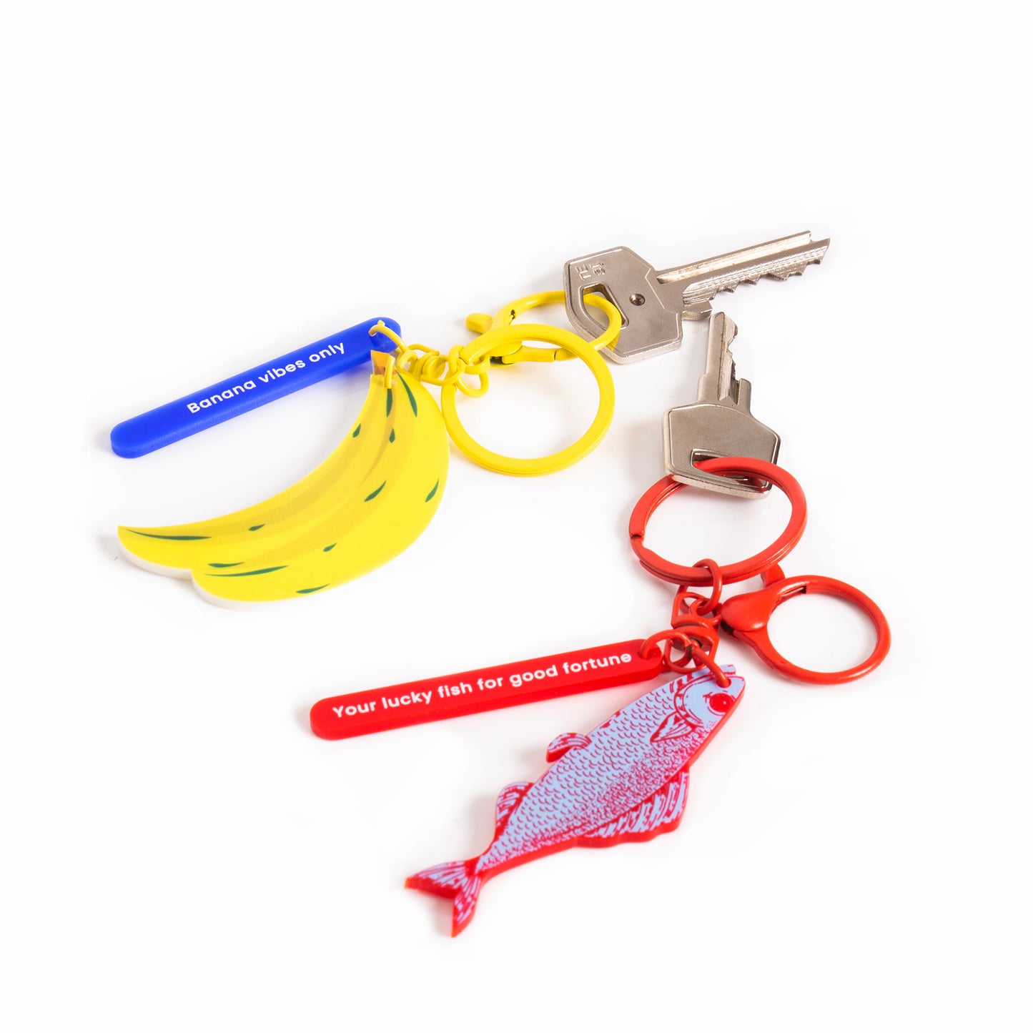 Llaveros divertidos con forma de Bananas y Pez