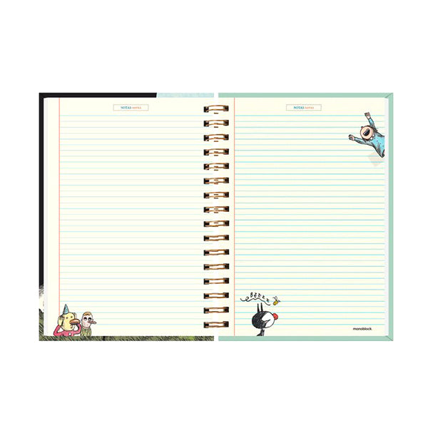 Páginas interiores de la agenda diaria para 2024 Macanudo de Liniers con espacio para notas