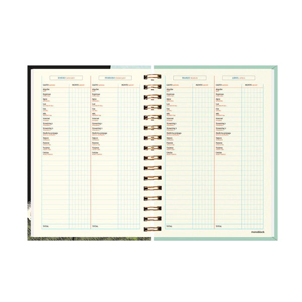 Páginas interiores de la agenda diaria para 2024 Macanudo de Liniers con habit tracker