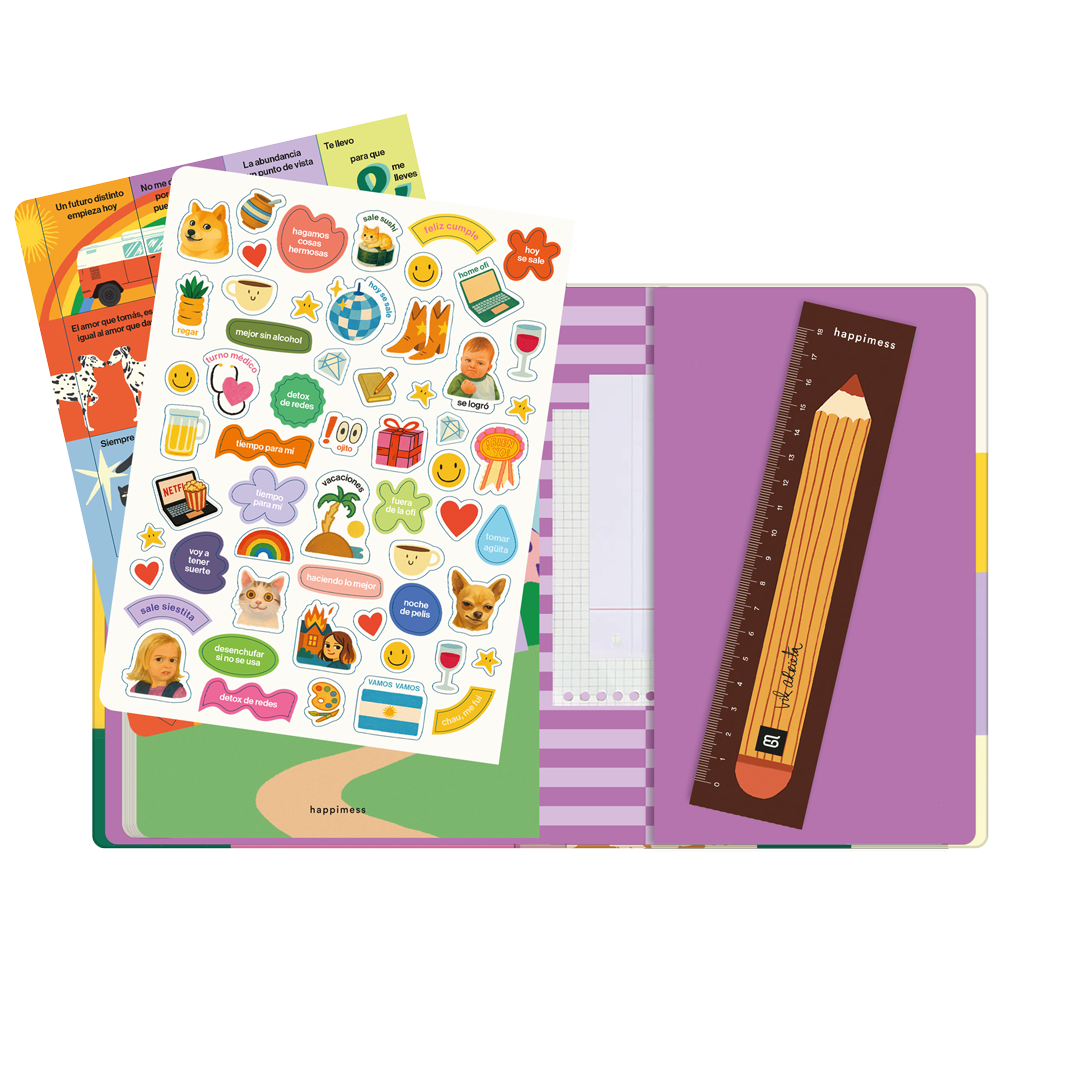 Planificador para 2026 de happimess Jardín Secreto, diseñado para emprendedoras y creativas con pegatinas y regla