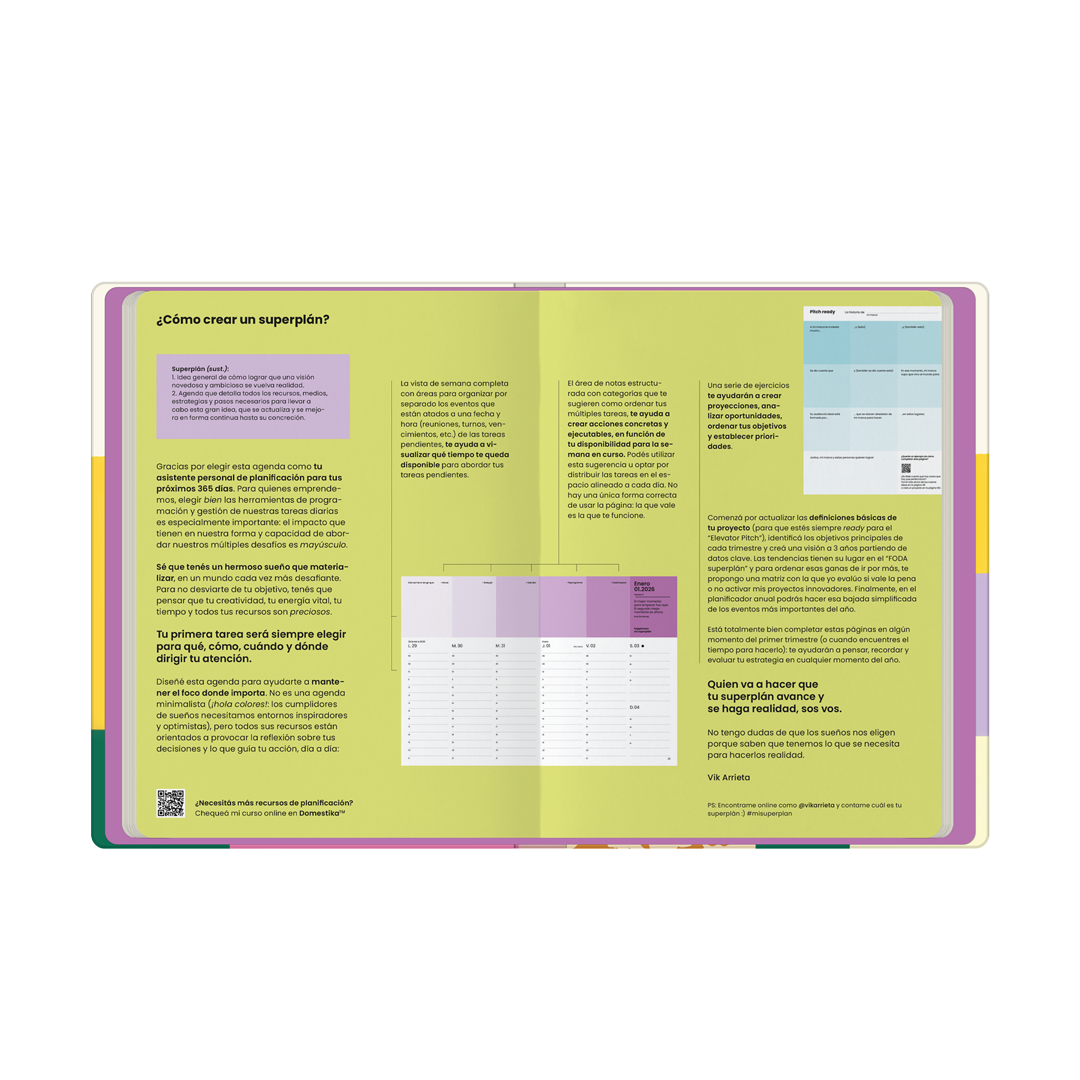Planificador para 2026 de happimess Jardín Secreto, diseñado para emprendedoras y creativas con instrucciones para crear un súper plan