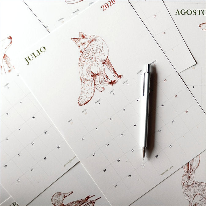 Mes de julio del calendario para notas 2026 ilustrado por Laura Agustí