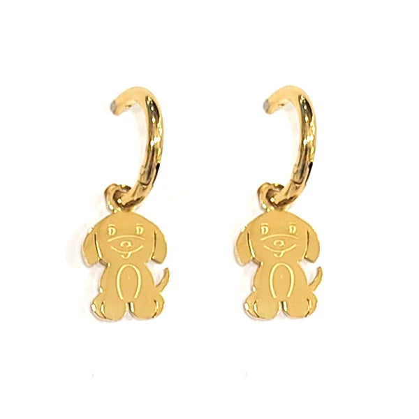 Pendientes dorados de acero inoxidable con forma de perrito cachorro