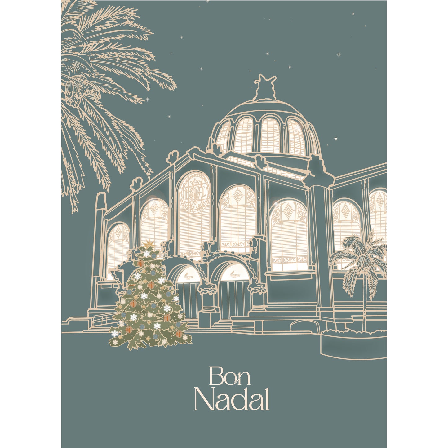 Postal Bon Nadal Mercat Central de Palmera
