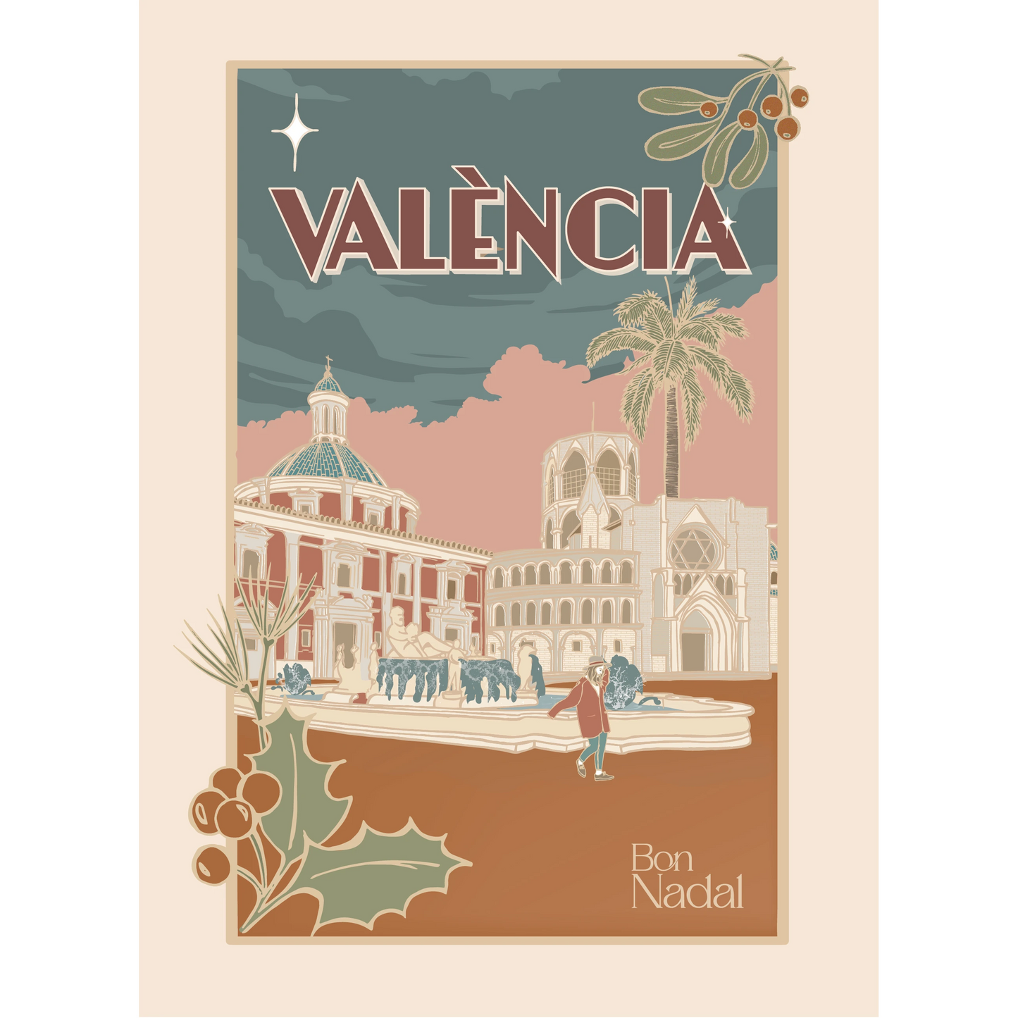 Postal Bon Nadal Plaza de la Virgen de Palmera