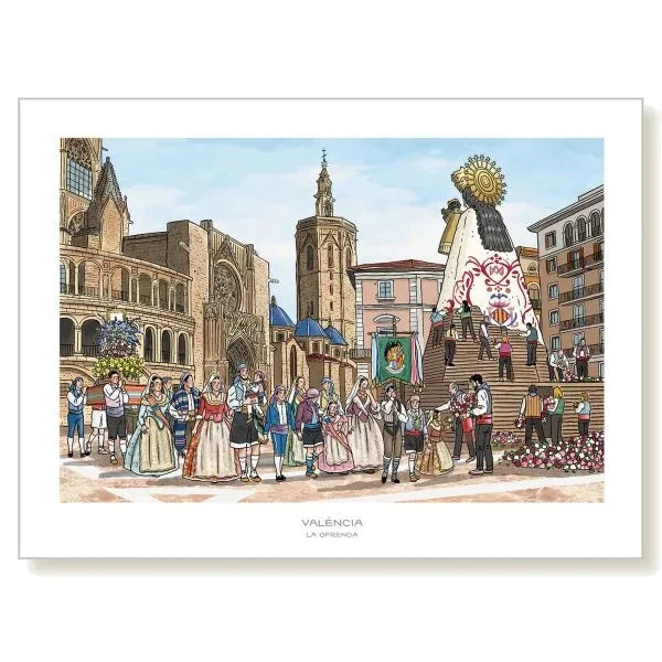 Print Ofrenda de las Fallas de Valencia 50x70 cm.