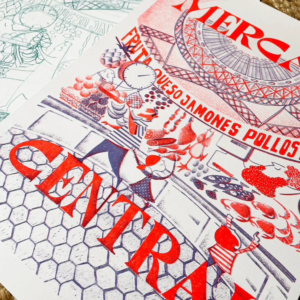 Detalle de la print de Mercat Central de Atypical valencia
