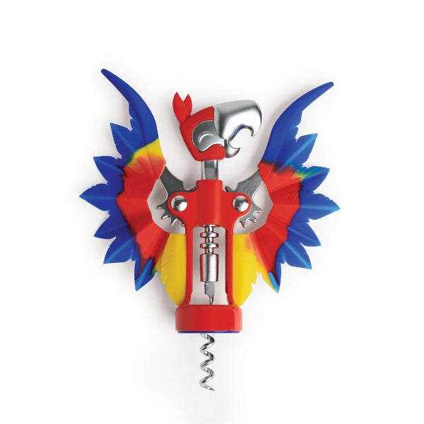 Sacacorchos Loro con alas de silicona coloridas y pico para abrir botellas
