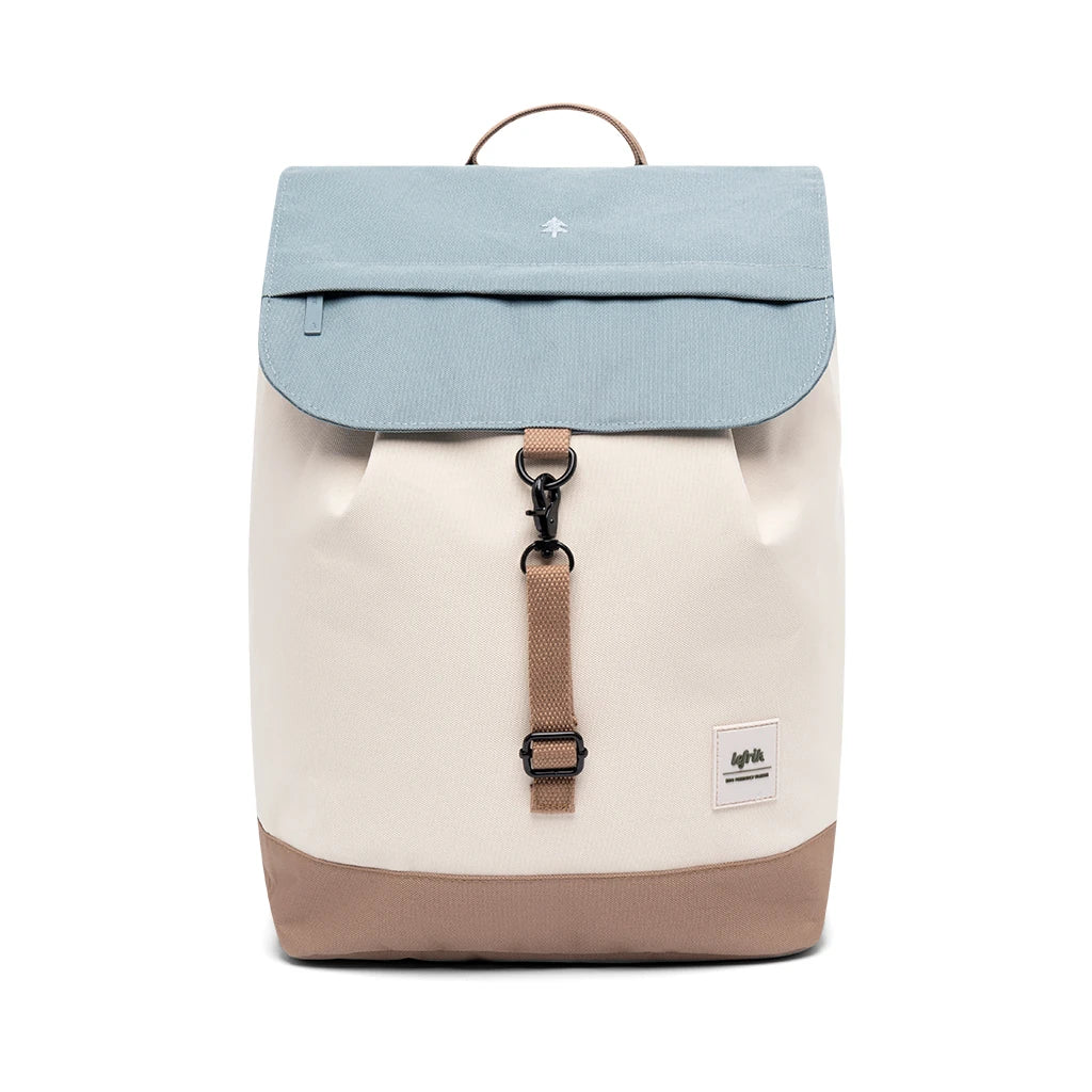 Mochila grande de Lefrik con colores crema, marrón y azul