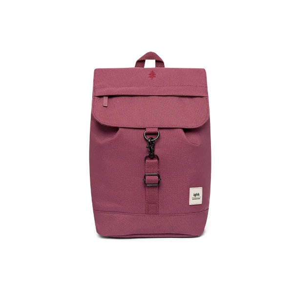 Mini mochila reciclada de la marca lefrik en color ciruela