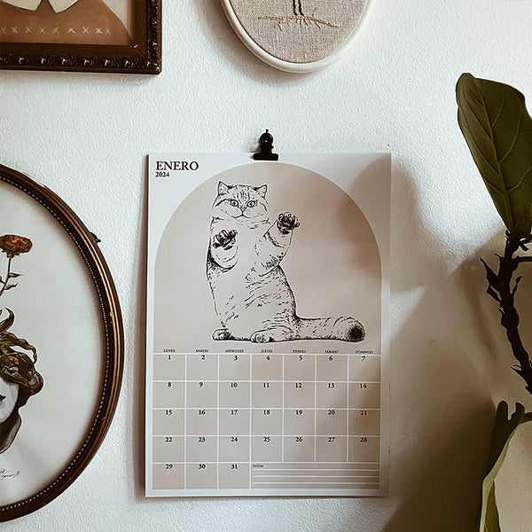 Hojas del calendario para anotaciones de laura agusti con ilustraciones de Gatos