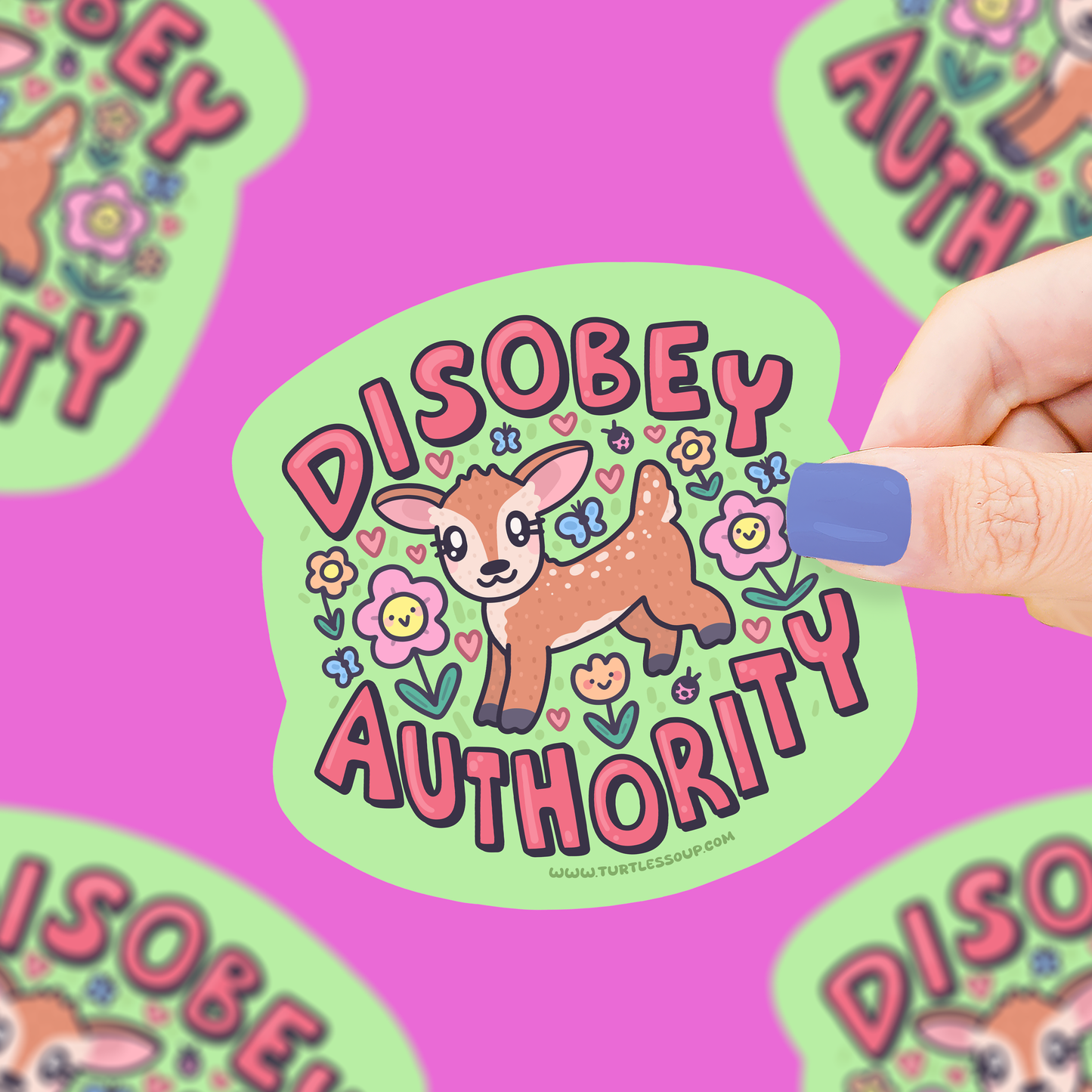 Pegatina Disobey Authority de Turtle's Soup