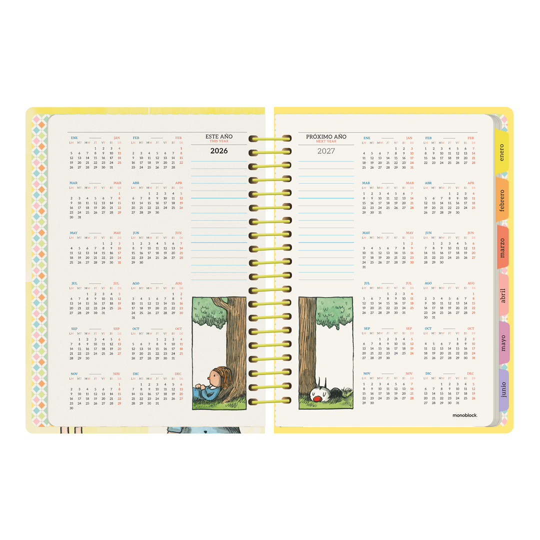 Calendarios anuales en la agenda semanal 2026 Frase Célebre de Macanudo por el ilustrador Liniers