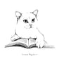 silueta de un gato tumbado sobre un libro de la ilustradora Laura Agustí