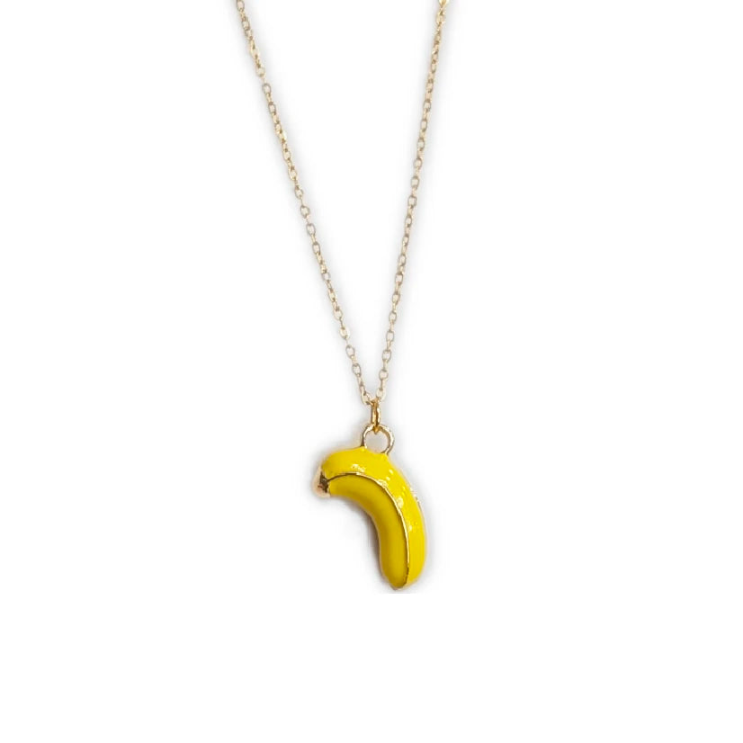 collar en forma de plátano amarillo de acero inoxidable dorado