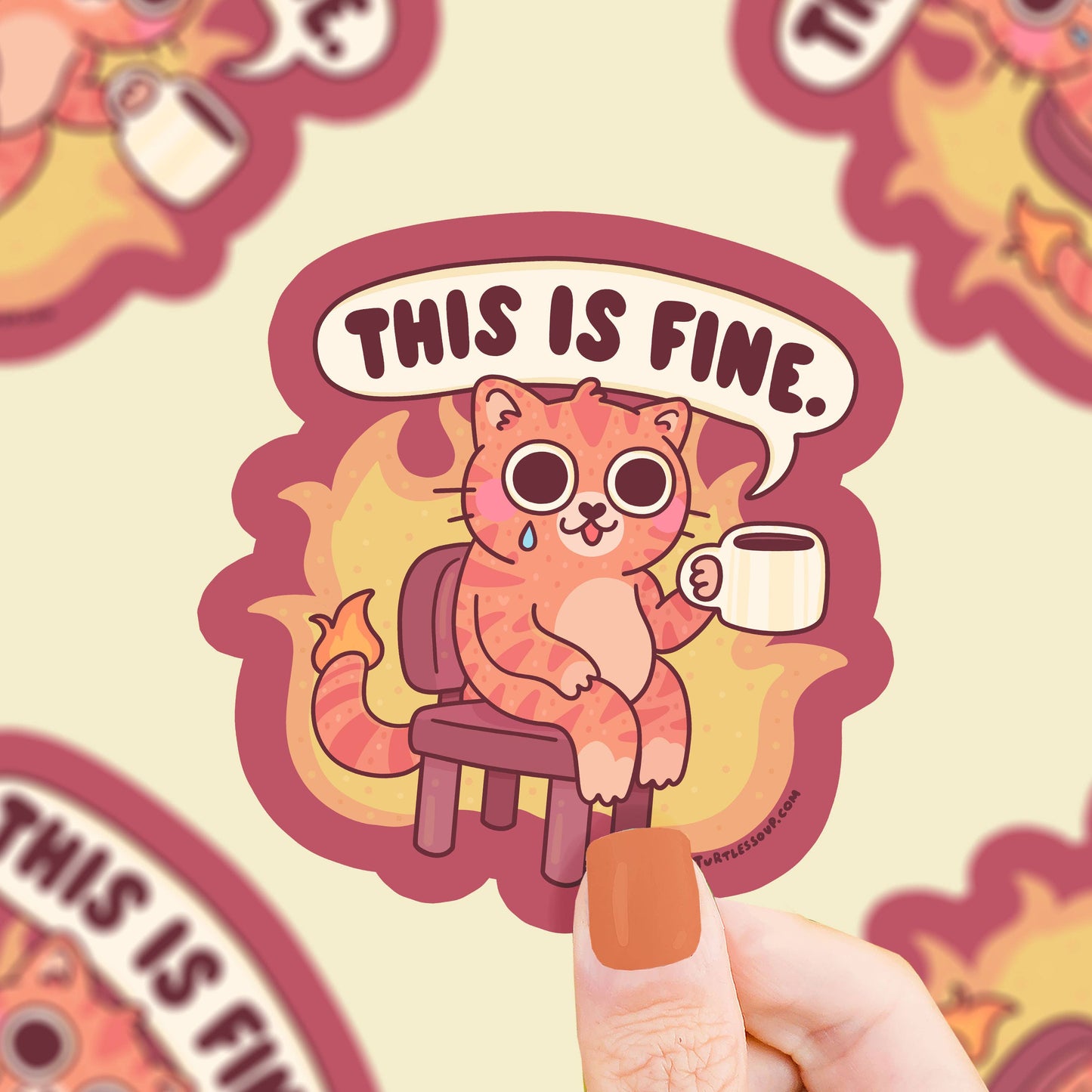 Pegatina This Is Fine de Turtle's Soup