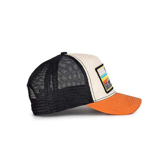 Gorra València Blanca y Naranja con ilustración bordada de la ciudad de las artes y de las ciencias