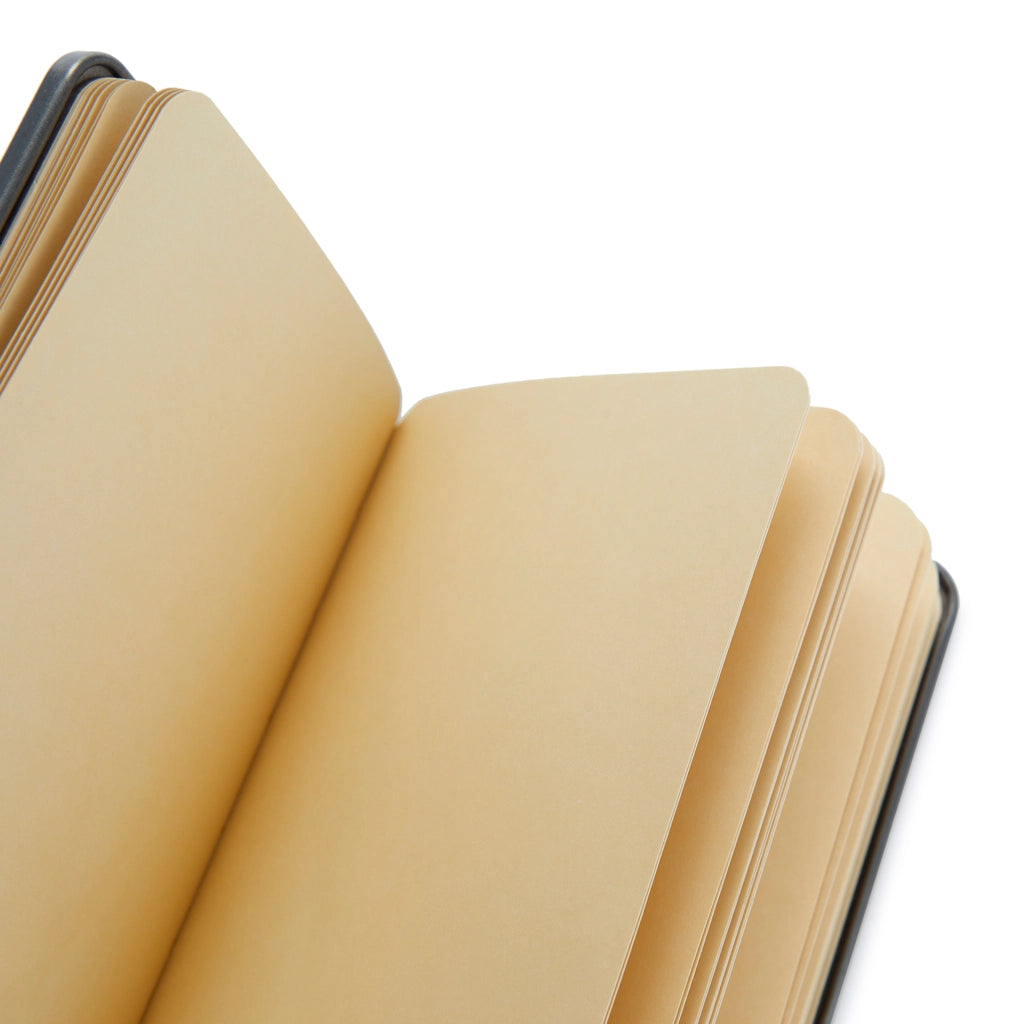 libreta abierta con las páginas tintadas de amarillo