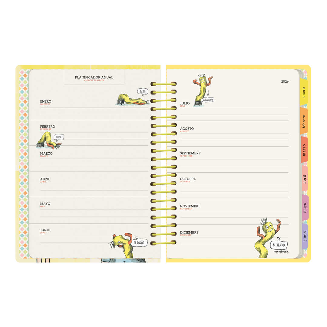 Planificador anual de la agenda semanal 2026 Frase Célebre de Macanudo por el ilustrador Liniers