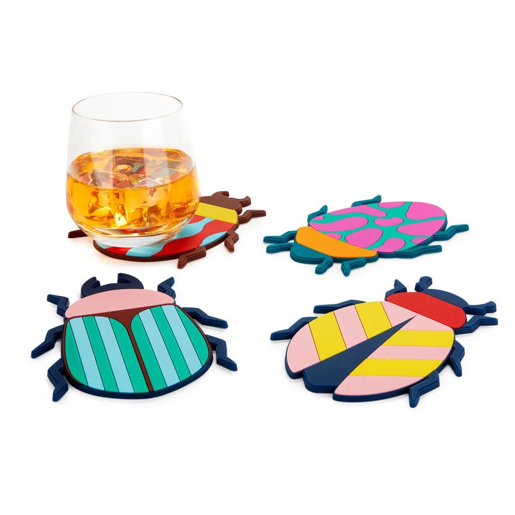 juego de 4 posavasos colorido en forma de bichos