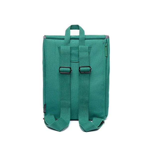 Vista trasera de la mochila Scout mini verde bauhaus de Lefrik
