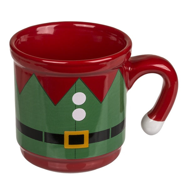 Taza de cerámica con disfraz verde de elfo de Papá Noel para usar en Navidad