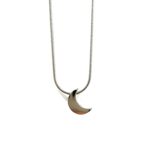 Collar luna plateado de acero inoxidable