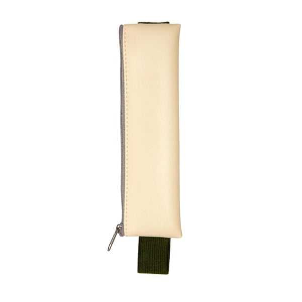 Estuche para bolis y lápices con goma elástica para llevar en la libreta en beige y negro
