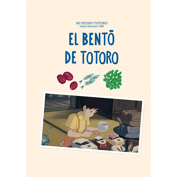 Página interior del libro de recetas de cocina inspiradas en las películas de anime del Studio Ghibli con un fotograma de Mi vecino Totoro