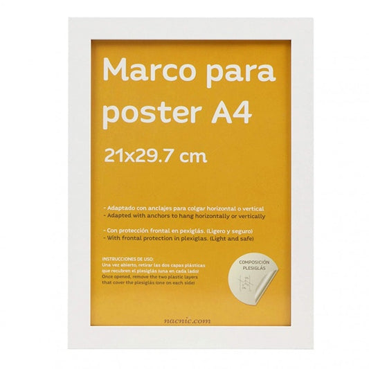Marco en formato A4 de color blanco para print o foto