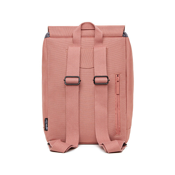Parte trasera de la mochila 100% reciclada de Lefrik en color rosa empolvado