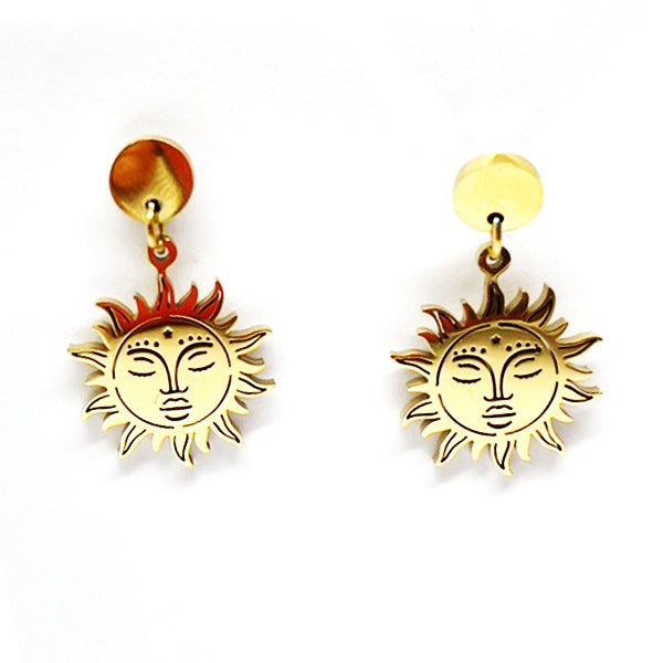 Pendientes Sol brillante dorados