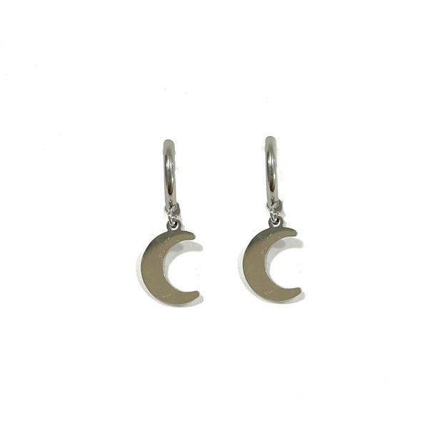 Pendientes plateados de acero inoxidable con arete y forma de media