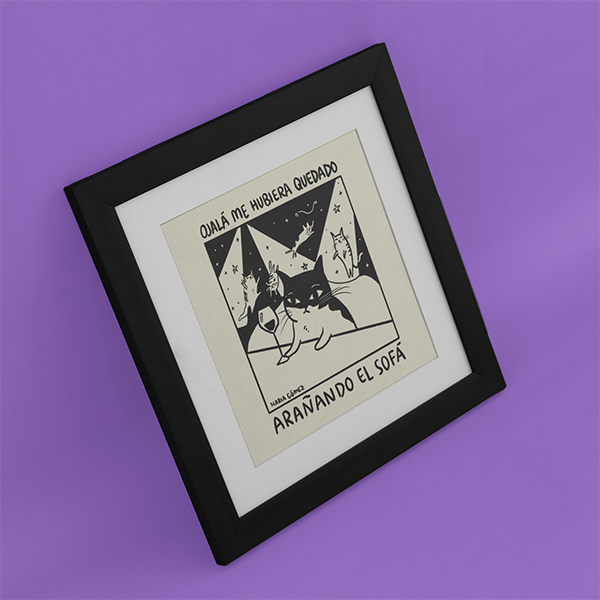 ilustración divertida de un gato de María Gómez