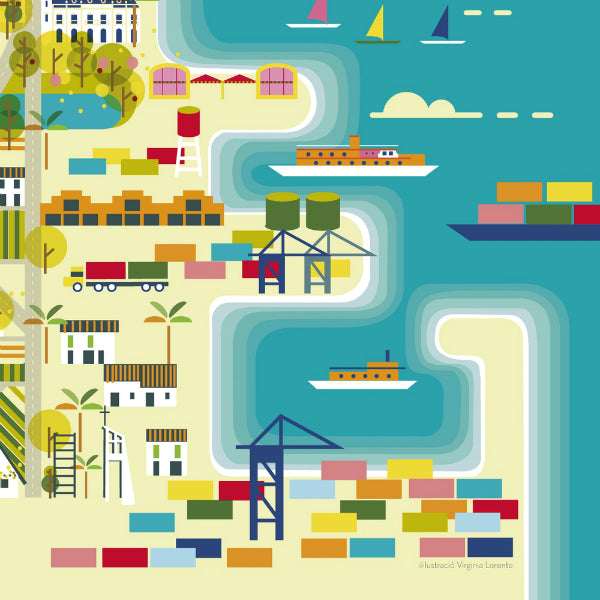 Valencia ilustración mapa print lámina Atypical souvenir ciudad city Virginia arquitectura